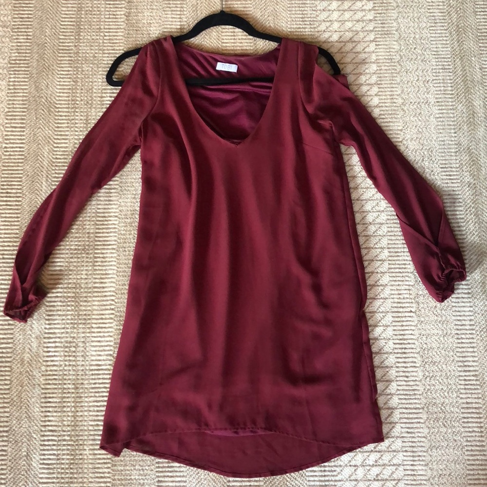 Sheer maroon dress